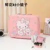Estuche de Maquillaje de Dibujos Animados de Moda Kuromi con Espejo, Organizador Infantil y Caja de Cuero para Guardar Tarjetas