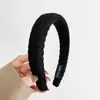 Diadema de lana tejida de ala ancha diadema de cabeza alta para mujeres de cara redonda versátil pinza para el pelo tocado para salir moda