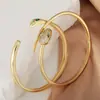 Nueva Pulsera Abierta Creativa Personalizada en Forma de Serpiente con Alto Color Europeo y Americano Transfronterizo Cobre Chapado en Oro Real Microincrustación de Zircón para Mujer