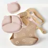 Juego de vajilla para bebé, babero de silicona, cuchara, suplemento alimenticio, cuenco, impermeable, antisuciedad, juego de vajilla de silicona danesa Cross
