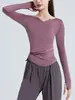 Roupa de Yoga de Alta Qualidade para Mulheres Nova Coleção Primavera & Outono 2026 Camiseta Manga Longa Decote V de Secagem Rápida Top Esportivo Roupa para Corrida Matinal Fitness