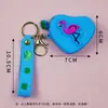 Popular Creativo Dibujo Animado Silicona Monedero Llavero Colgante Flamenco Lindo Mini Bolso Bolsa para Auriculares Llavero