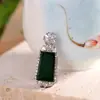 Collar Colgante de Plata S925 Incrustado con Jade Verde Brillante Moda Versátil Colgante Simple