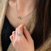 Anillo de letra de circonita de color de doble capa estilo retro europeo y americano, moda, personalidad antigua, unisex, anillo para dedo de comida caliente
