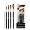 Set de 5 Pinceles de Acuarela de Madera Negros, Materiales de Arte para Pintura de Estudiantes, Pinceles de Pelo de Nylon Bicolor, Pinceles para Pintura al Óleo