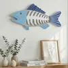 Decoración de Pared Colgante de Espina de Pez Tridimensional Estilo Mediterráneo para Pared de Entrada de Sala de Estar, Decoración de Pared para el Hogar con Temática Oceánica