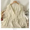Blusa Curta de Chiffon Doce com Renda e Cadarço para Mulheres no Verão com Saia de Suspensório e Xale Pequena Roupa Externa Blusa de Proteção Solar