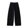 Pantalones de pierna ancha curvados de cintura alta para mujer, nuevo modelo otoño 2026, corte holgado, adelgazantes, con caída, versión estrecha, pantalones casuales color caqui
