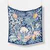 Bufanda pequeña cuadrada de 53cm estilo coreano de moda combinable estampado decorativo de sarga de hojas de jungla de plantas bufanda bufanda pequeña bufanda