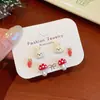 Set de Aretes de Reno y Papá Noel de Otoño e Invierno para Mujer con Pendiente de Plata Exquisitos Dulces Lindos Dibujos Animados Navideños