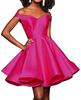 Vestido de Noite Estilo Europeu e Americano, Nova Moda de Verão, Ombro a Ombro, Curto, Justo ao Corpo, Vestido de Baile de Cetim para Festas
