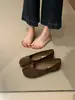 ¡Versión de piel de oveja! Zapatos de vestir de corte bajo con suela plana de 1 cm para mujer, 2026 primavera y otoño, nuevos mocasines slip-on de flocking