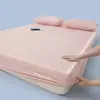 Sábana de Algodón Tejido de Punto de Alta Densidad Gruesa sin Costuras, Color Sólido Simple, Cubierta de Cama de una Pieza Absorbente de Humedad para Dormir Profundamente en Todas las Estaciones