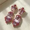 Brincos de Tarraxa Roxo Romântico da Idade Média Femininos Brincos Geométricos de Alta Qualidade 2025 Novos Brincos Elegantes com Flor Francesa para Mulheres
