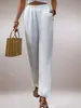 Amazon eBay AliExpress Europeu Americano Plus Size Calças Femininas Algodão Puro Soltas Casuais Bolsos Cordão Perna Larga Calças Femininas