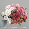 Flor artificial de peonía con núcleo de hortensia retro europea, ramo de simulación, venta al por mayor, decoración de escalera de boda, flor artificial, flor de seda
