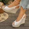 Sandalias de Plataforma con Cuña Tallas Grandes Sandalias Romanas de Comercio Exterior Transfronterizo Europeo y Americano Sandalias de Verano para Mujer 2026 Nuevas Suela Gruesa Boca de Pez