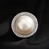 Broche magnético de perlas de moda hebilla magnética redonda de circonita corsage artefacto anti-luz personalidad cuello de camisa flor