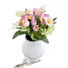 Planta en maceta miniatura de rosa en botón, flores artificiales para decoración del hogar, follaje artificial, decoraciones para bodas y fiestas, adornos de interior, plantas en maceta simuladas