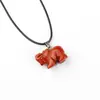 Colgante de Cristal Tallado Transfronterizo, Piedra de Ágata Natural Finamente Tallada Ojo de Tigre Animal Elefante Vintage Artístico Collar Joyería
