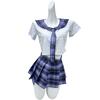 Mu Love Japón Vestido de Cuadros Xuejie Sexy Sexy Uniforme Falda con Cadena de Perlas Pijama Malla Transparente Vestido Dulce para Niña