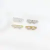 Chapado en Oro de 14K Color Duradero Circonita Múltiples Agujeros Tres Filas Separador de Cuentas Broche Pulsera DIY Collar Accesorios D43