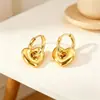 Brincos de aço titânio em formato de coração, ear cuffs geométricos modernos e sofisticados, brincos de aço inoxidável de luxo com tema de estrela e lua