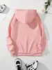 Sudadera con Orejas de Gato Lindas y Estampado de Letras, Sudadera Casual con Cordón y Bolsillo Canguro,
