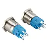 Interruptor de botón metálico con luz LED 16/19/22MM impermeable acero inoxidable autoblocante/autorreestablecimiento normalmente abierto pulsador