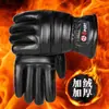 Luvas de Couro Masculinas de Inverno com Tela Sensível ao Toque, Acolchoadas com Veludo e Espessas para Prevenir o Frio, Quentes e à Prova de Vento, Antiderrapantes, Grandes de Algodão, Atacado