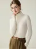 Suéter de cachemira para mujer 100% cachemira de cabra, pieza única sin costuras, suéter de cuello alto ajustado para mujer, color liso de otoño e invierno, camisa base de punto