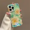 Funda para teléfono móvil con borde de flor de giro de agujero fino para Apple 16Promax tendencia 15 mar de flores 14 carcasa dura 12 hoja de arce 11