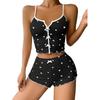 Pijama con estampado de corazón en contraste, novedad de Amazon AliExpress 2024, para el hogar, con abertura frontal