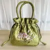 Bolso de Mano para Mujer Bolso Pequeño Bolso de Mano Bordado Estilo Étnico Bolso de Mamá Bolso Cubo para Dama Cordón Bolso para Teléfono Hanfu