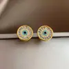 Moda Europea y Americana Geométricos Redondos con Microincrustaciones Ojo del Diablo Pendientes de Diseño Único Personalidad de Nicho Pendientes de Moda para Mujer