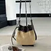 Bolsa Saco Patchwork de Couro Fosco 2026 Nova Camurça Couro Genuíno Cordão Transversal Pequena Bolsa Retro Nicho de Ombro