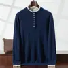 Suéter de Cachemir para Hombre Engrosado Otoño e Invierno Nuevo Jersey Suéter de Cachemir Suéter de Punto 2025 Más Fácil de Combinar Moda Casual Falso Dos Piezas