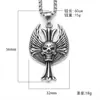 Pendente de caveira com asa personalidade europeia e americana aço titânio masculino rua punk hip hop aço inoxidável joias atacado
