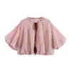 Estilo Europeo y Americano Transfronterizo 2026 Nueva Moda Elegante Mujer Retro Borla Corbata Holgado Top Corto 5029235