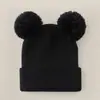 Chapéu de Tricô Espesso e Quente para Outono e Inverno com Logotipo Personalizável, Chapéu de Tricô à Prova de Vento e Resistente ao Frio para Uso Externo com Pompons Duplos