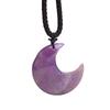 Nuevo Colgante de Luna de Cristal Natural Amatista Europeo y Americano Moda Joyería Collar con Cuerda Regalo de Navidad