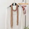 Bufanda Larga de Algodón y Lino Plisada Ajustada Nueva Combinación de Ropa Bufanda de Seda con Estampado de Lunares y Leopardo Bufanda Larga de Punto Fino Estrecho con Trenzas