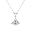 Colar Leque Saia Prata de Lei S925 Escada Diamante Quadrado Pequena Saia Fivela Original Luxo Leve Elegante Pingente de Zircônia para Jantar