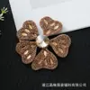 Aplique de flor de cinco pétalos tridimensional con pedrería, profusamente adornado con pedrería, parche de flor en forma de corazón, decoración para vestidos y vestidos de novia, accesorio