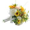Suprimentos para Casamento 813 Girassol Girassol Flor Artificial Rosa Buquê de Noiva Presente de Natal Presente Preço Real
