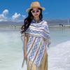 Ropa de Abrigo para Viaje Ropa Europea y Americana Rayas de Colores Estilo Étnico Tejido Chaleco Chal con Borlas Chaleco Chaleco Grande con Borlas