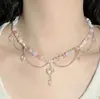 Colar de Laço de Miçangas Colorido Dopamina para Meninas, Design de Nicho, Estiloso e Moderno, Acessório Doce para Primavera e Verão