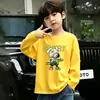 Camiseta de algodón puro de manga larga para niños de primavera y otoño, top holgado elegante para niños, camiseta básica versátil para niños mayores en primavera y otoño