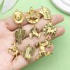 Mezcla de 20 Sombreros Vaqueros Occidentales Dorados Antiguos, Colgantes de Cactus, Pulseras Creativas para Manualidades, Collares, Accesorios de Joyería