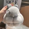 Pingente de Laço Pelúcia Pelo de Coelho Rex Chaveiro Desenho Animado Fofo Pingente de Bolsa Acessório Feito à Mão